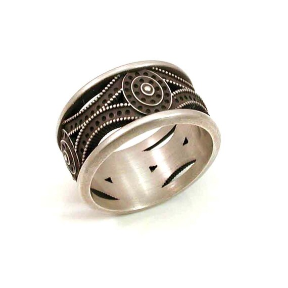 Mens Art Deco Ring - Sterling Silver - Handmade