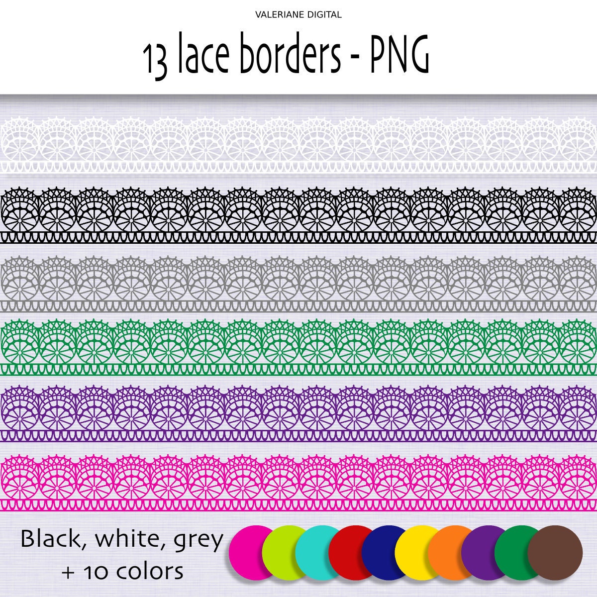 Lace border clip art lace ribbon clipart in bright colors