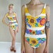 NWT deadstock vtg 90s white SUNFLOWER revival print SWIMSUIT grunge Medium swim bathing suit