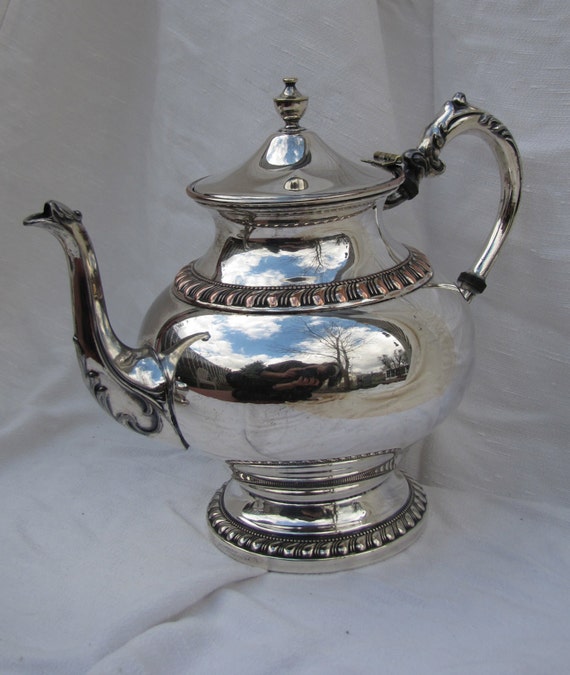 Serpent Spout Silver on Copper Pedestal Base Teapot
