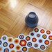 Granny centerpiece 70's northern europe design inspired hexagon - Wool - Bright colors geometric - White Yellow Orange - SALE 40% OFF