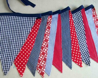 4th of July Banner/ Fourth of July Banner/ READY to SHIP/ Red, White and Blue Patriotic Bunting/Labor Day/ Photo Prop in Bright Colors