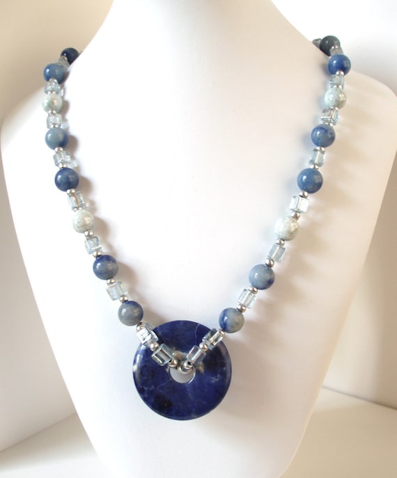 Items similar to Blue Sodalite Necklace, Earthy Blue Tones on Etsy