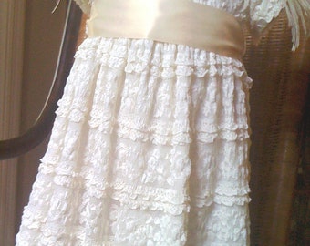 Flower Girl Toddler Dress Ivory Lace Dress size 12-18 months, 18-24 months Christening Dress, Baptism dress, Party Dress