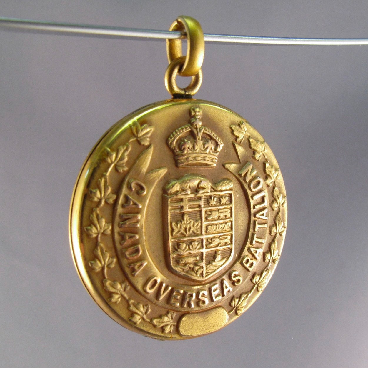 MILITARY LOCKET . gold locket. Canada Overseas Battalion