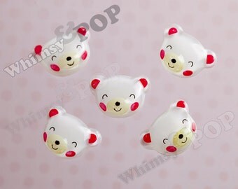 5 - Kawaii White Bear Deco Resin Flatback Cabochons (R4-092)