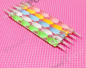 ON SALE - 5 - Nail Art Dotting Tools, Nail Tools, Deco Tools, Nail Pen, Dotting Pen Set (C1-06)