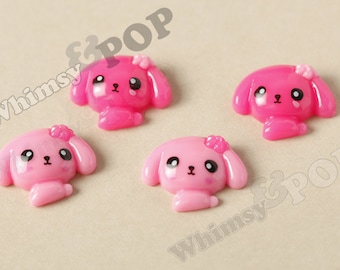 4 - Kawaii Pink Puppy Deco Resin Flatback Cabochons, Flat Back Embellishment, Dog Cabochons, Kawaii Dogs (R6-135)