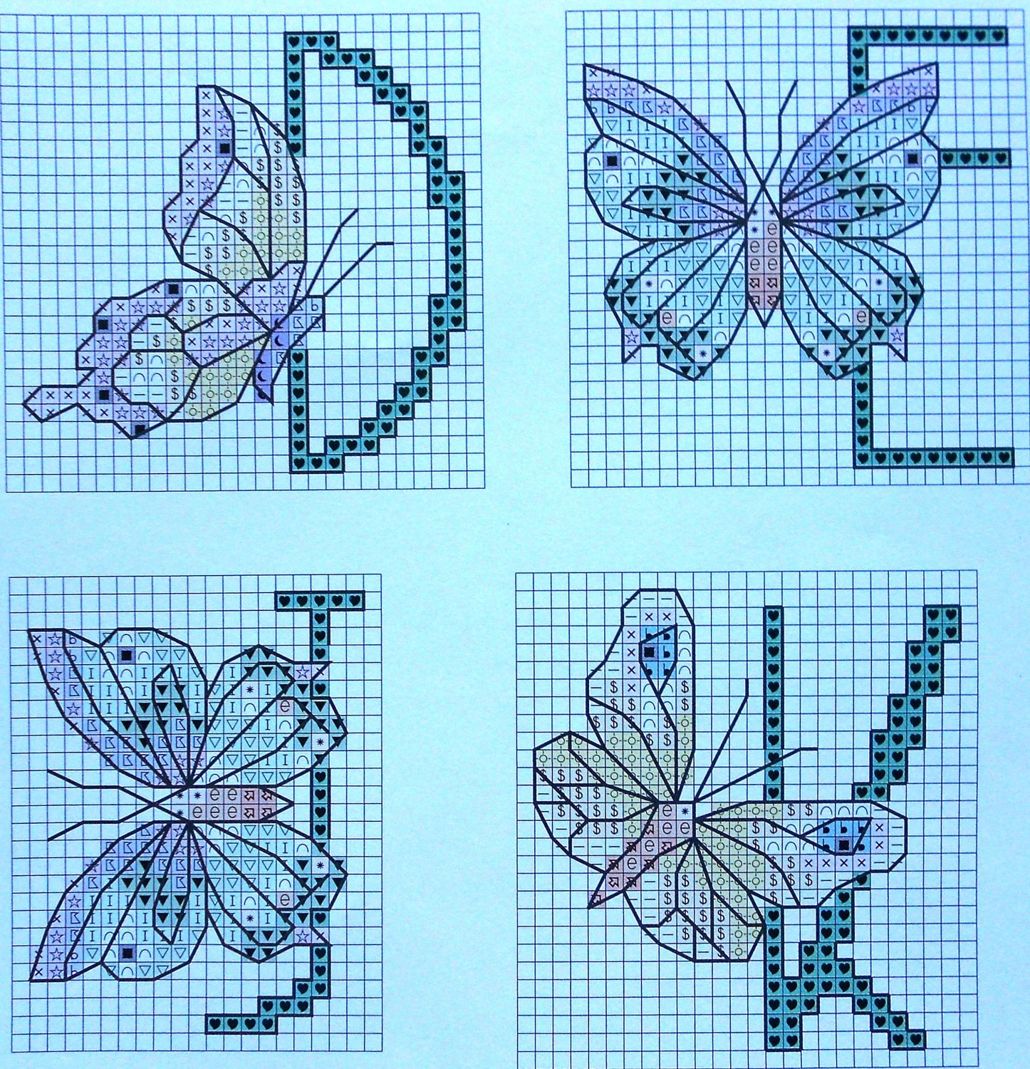 Рисунки по клеточкам красивые бабочки