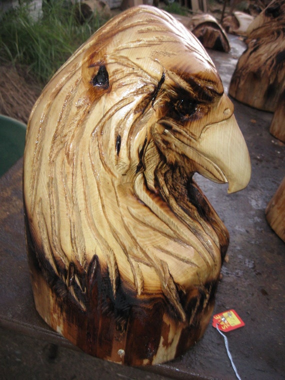 Eagle Carving Eagle Bust Chainsaw Carving by WoodlotArtisans