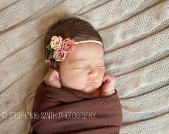 Baby Felt Flower Headband - Peach, Vintage PIink and Grapefruit -Headband -Baby Girl Headband -Baby Headband-Newborn Headband-Girls Headband