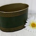 Green Metal with Gold Tooling Desk Bin - Vintage Office Accessory - Shabby Chic Tin Box for Repurposing