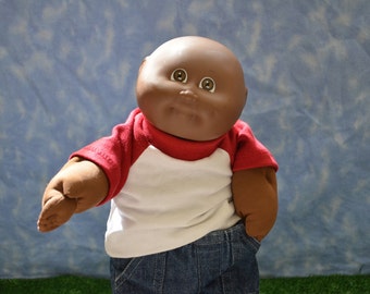 Cabbage Patch Clothes - T-Shirt for 16" to 18" Boy Dolls - Red and White - Handmade