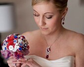 Alternative Bouquet Brit Chic London Union Jack Patriotic Bridal Wedding Button and Brooch Bouquet with Butler & Wilson Brooch