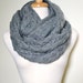 Cozy Grey Chunky Knitted Loop Infinity Circle Scarf, Cable Pattern, Snood, Cowl, thick Cable knit, Winter Scarves