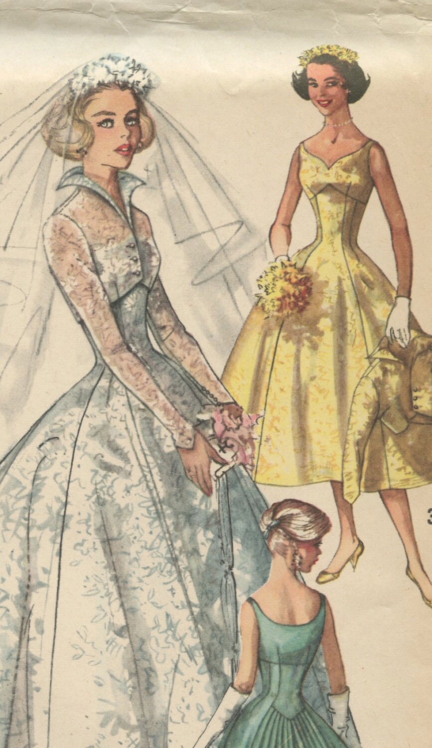 1950s Simplicity 2066 Vintage  Wedding  Dress  Pattern 