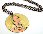 Steampunk Necklace Seahors Copper And Brass