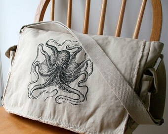 Octopus Canvas Messenger Bag Laptop Bag for Men Bag for Women