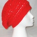 Crochet bobble Slouch, hat, beanie in bright red