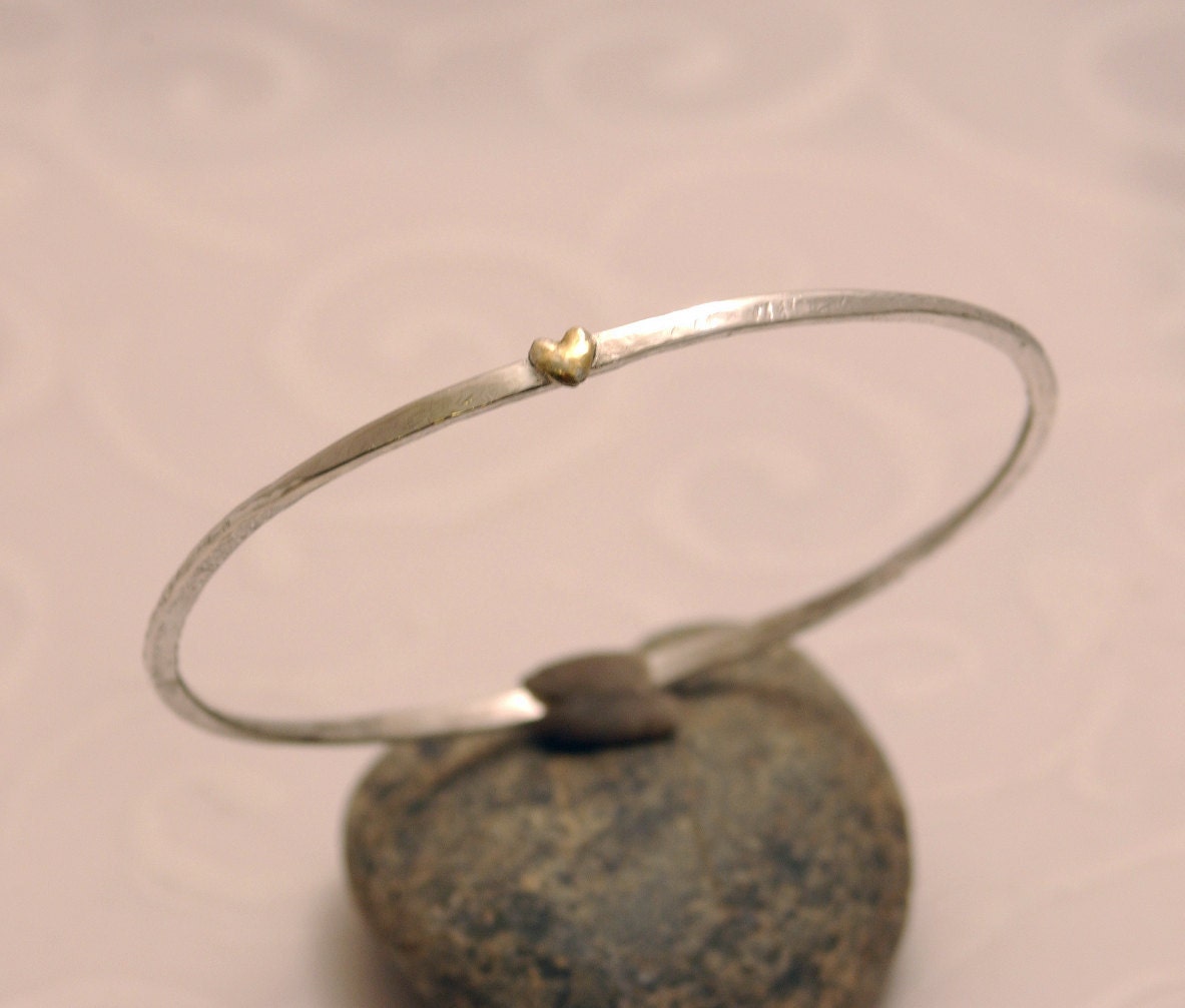 Sterling Bangle Heart in Gold Bracelet The Golden Heart