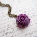 Purple Rose Vintage Bronze Necklace, Purple Necklace, Purple Rose Necklace, Swedish Jewelry Design, Made in Sweden