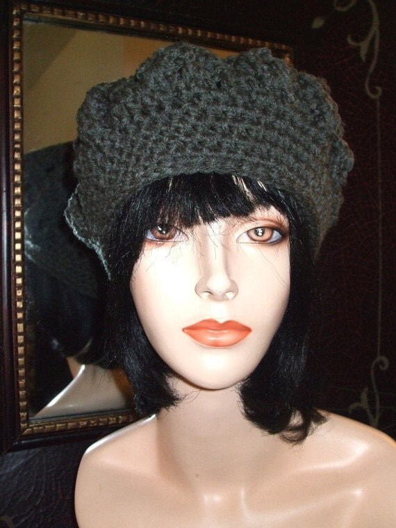 Hand Crochet Tam Hat in STEEL GREY Winter Tam Womens Hat
