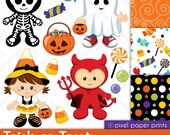 Trick or Treat - Digital paper and clip art set - Halloween Il_170x135