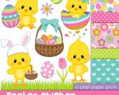 Easter Chicken - Digital paper and clip art set Il_170x135