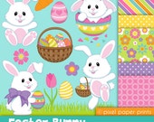 Easter Bunny - Clip art and Digital paper set