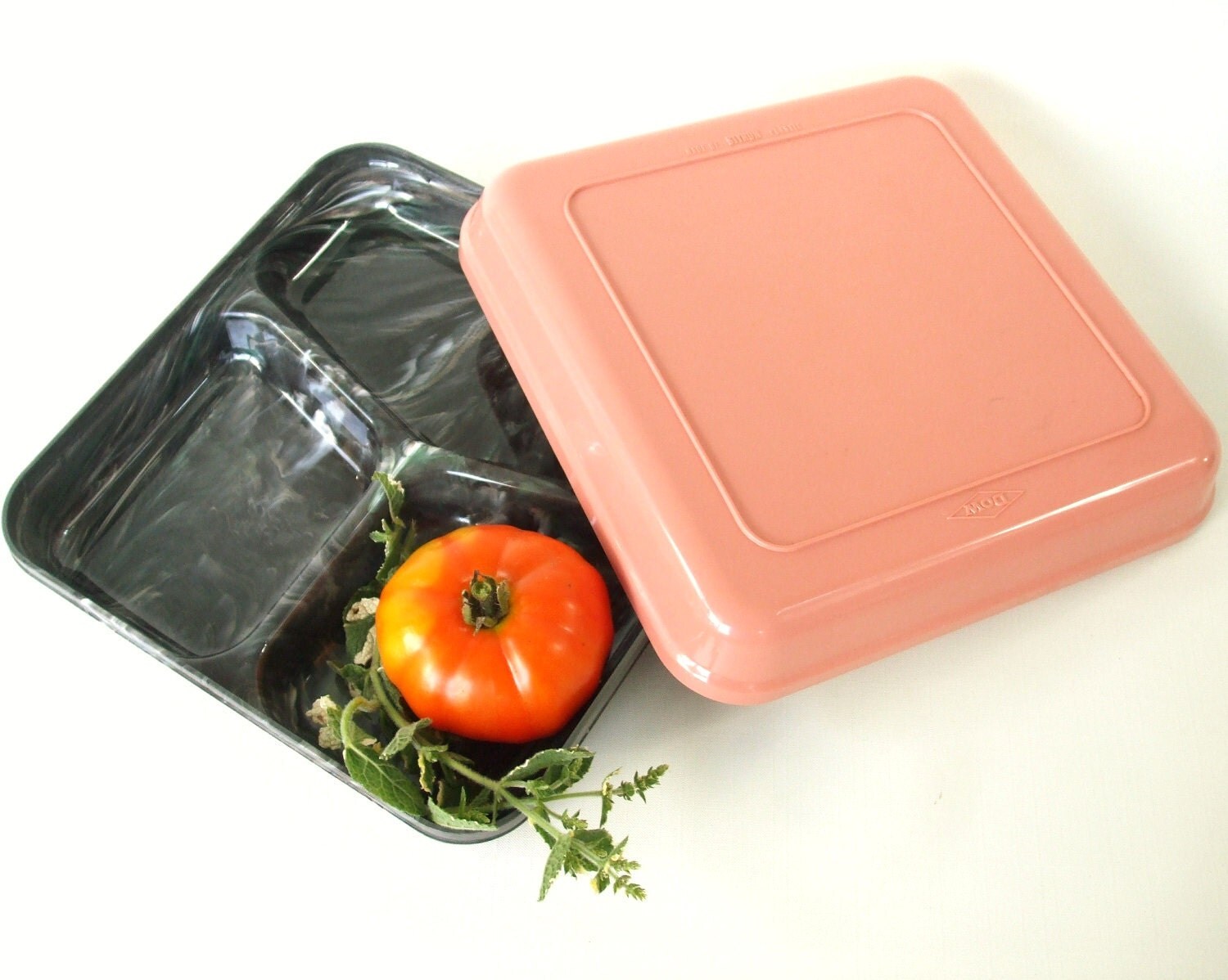 TV Dinner Plate Tray Black Pink 1950s Kitchen Vintage
