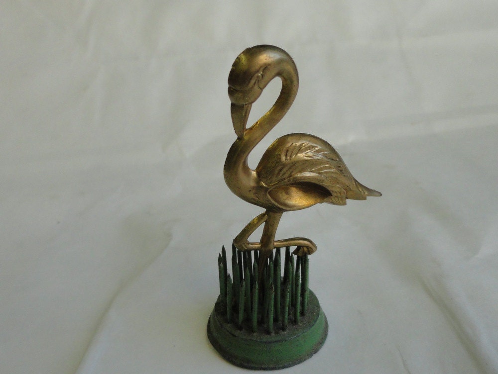 Vintage Brass Flamingo Charm 2 Pc By Squirrelnuts On Etsy