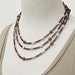Gold Pink Czech Glass Antique Brass Long Chain Strand Necklace