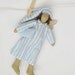 Handmade fabric doll-Sweet dreams Guardian angel,fairy doll blue striped dress, Angel rag doll- for girl boy,gift for birthday