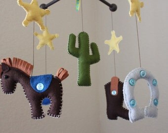 Baby Crib Mobile - Baby Mobile - Nursery Rodeo, Cowboy Mobile, Texas "Cowboy Western" (You can pick your colors) Mobile - Crib Mobile