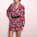 Vintage Hipster Red Black Long Sleeve Mini Dress - 80s