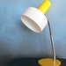 1960's lamp desk studio bedroom lighting vintage yellow metal white plastic