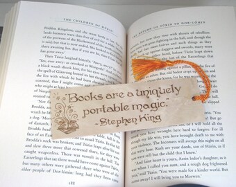 Wooden Bookmark - Hand Pyrography - Stephen King Quote