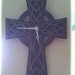 Wood Cross hand scrolled clock Celtic style