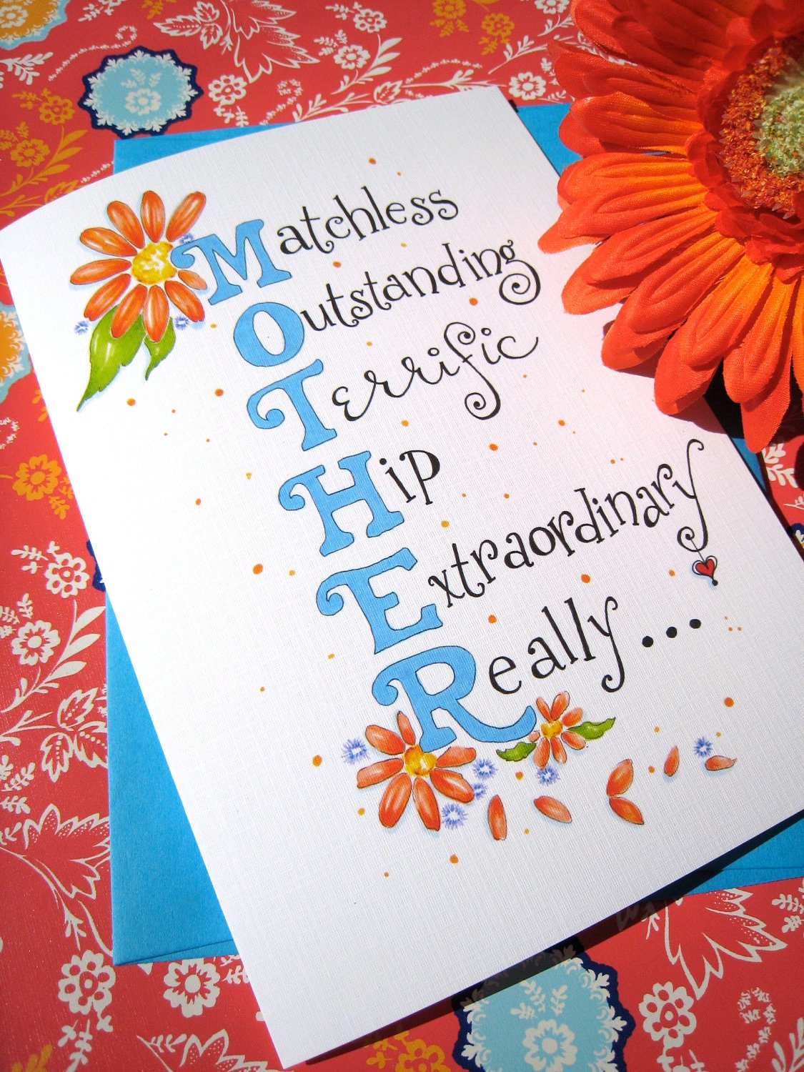 Gerbera Daisy Mothers Day Card Printable