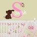 Initial Name Elephant Butterfly Kids Vinyl Wall Decal Sticker