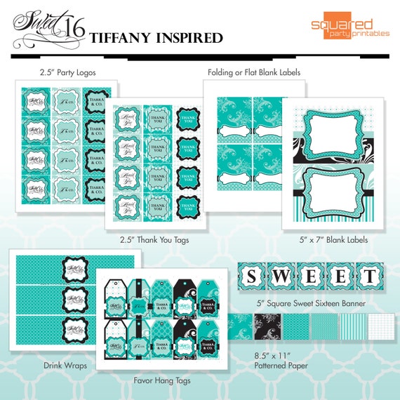 Sweet 16 Printable Birthday Party Kit - DIY Printable - Robins Egg Blue Il_570xn