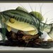 LARGEMOUTH BASS fish wood carving folk art table display 28 X 26 inches