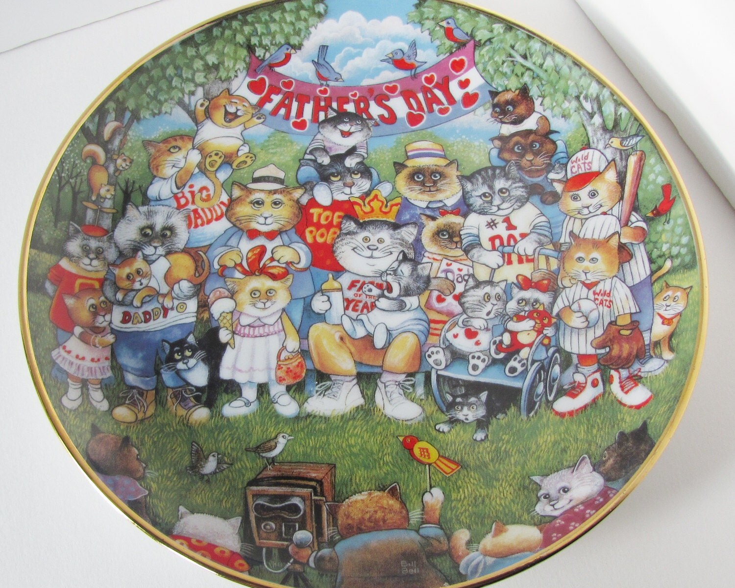 Purrfect Pops Bill Bell Cat Plate Franklin Mint Fathers