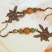 Whimsical Fairy Charms, Brass Beaded Pierced Earrings. OOAK Handmade earrings.