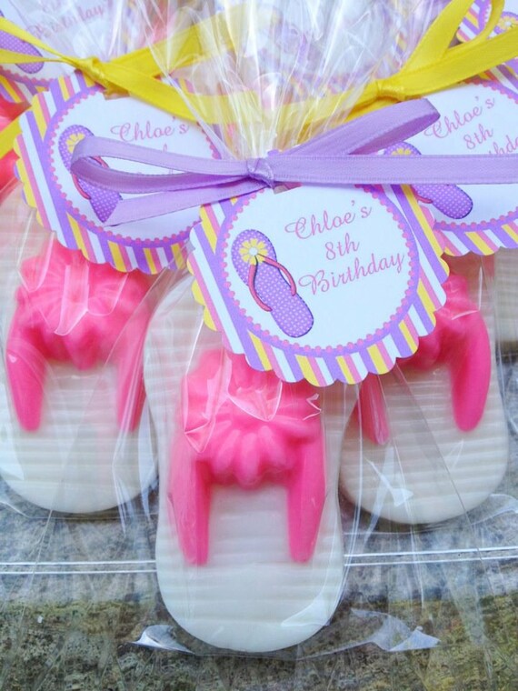 10 FLIP FLOP SOAPS (with Tags & Ribbons) - Spring Soap Favor, Birthday Party Favor, Wedding Favor, Luau Favor, Beach Party Il_570xn