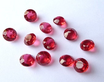 12 glass jewels, Ø8mm, pink, round