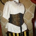 Random Patchwork Victorian Steampunk Waspie Corset - Deluxe - Brown, Black, & Gold - Fits Waist 39"-41"