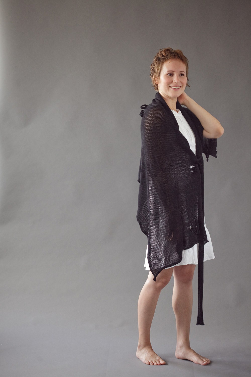 black knitted shawl