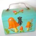 Vintage Box Purse - Mod Mushrooms - Turquoise - 60's - NehiandZotz