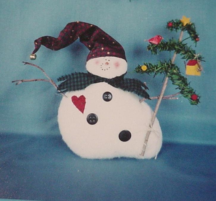 Stuffed Snowman Doll & Ornament Pattern Primitive Homespun